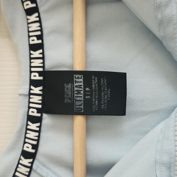 VICTORIA'S SECRET PINK Ultimate High Low Funnel Neck Full Zip Hoodie Baby Blue S - Picture 6 of 11